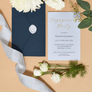 Opulent Blue Engagement Party Folieneinladung