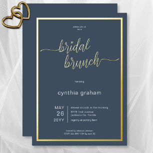 Opulent Blue Modern Minimal Bridal Brunch Folieneinladung