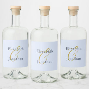 Opulent Blue Wedding Alkoholflaschenetikett