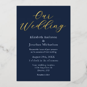 Opulent Blue Wedding Folieneinladung