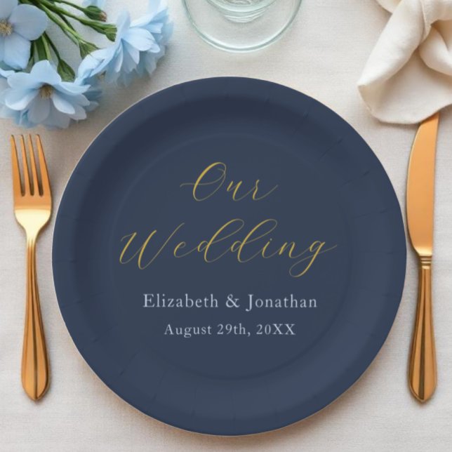 Opulent Blue Wedding Pappteller (Von Creator hochgeladen)