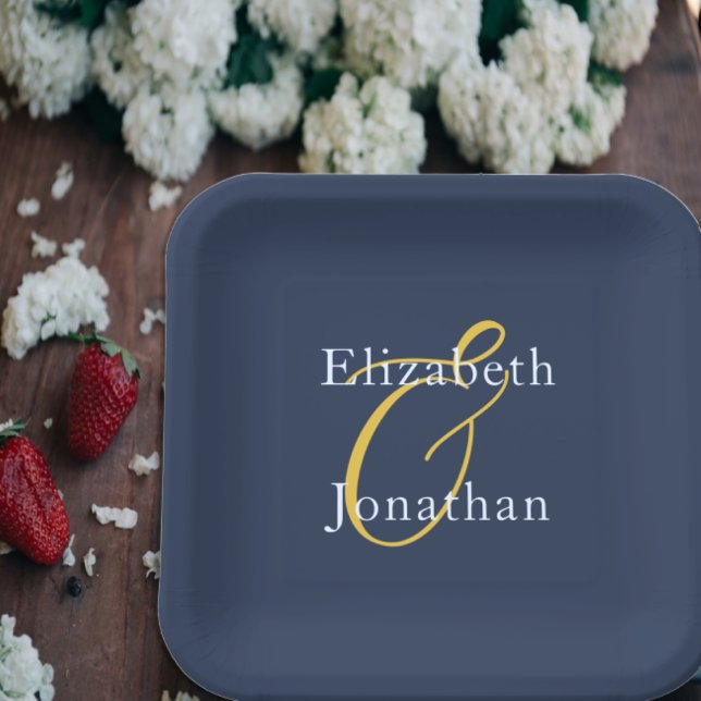 Opulent Blue Wedding Pappteller (Von Creator hochgeladen)