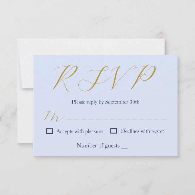 Opulent Blue Wedding RSVP Karte (Vorderseite)