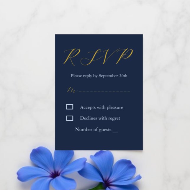 Opulent Blue Wedding RSVP Karte (Von Creator hochgeladen)