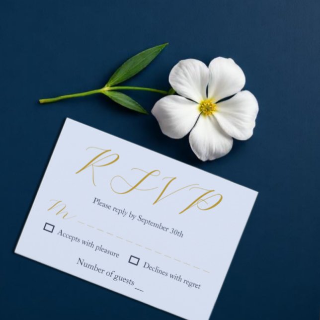 Opulent Blue Wedding RSVP Karte (Von Creator hochgeladen)