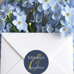 Opulent Blue Wedding Runder Aufkleber