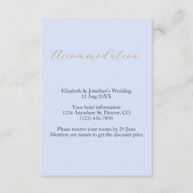 Opulent Blue Wedding Unterkunft Begleitkarte (Vorderseite)