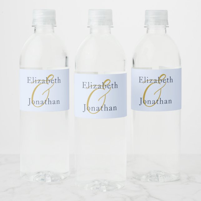 Opulent Blue Wedding Wasserflaschenetikett (Flaschen)