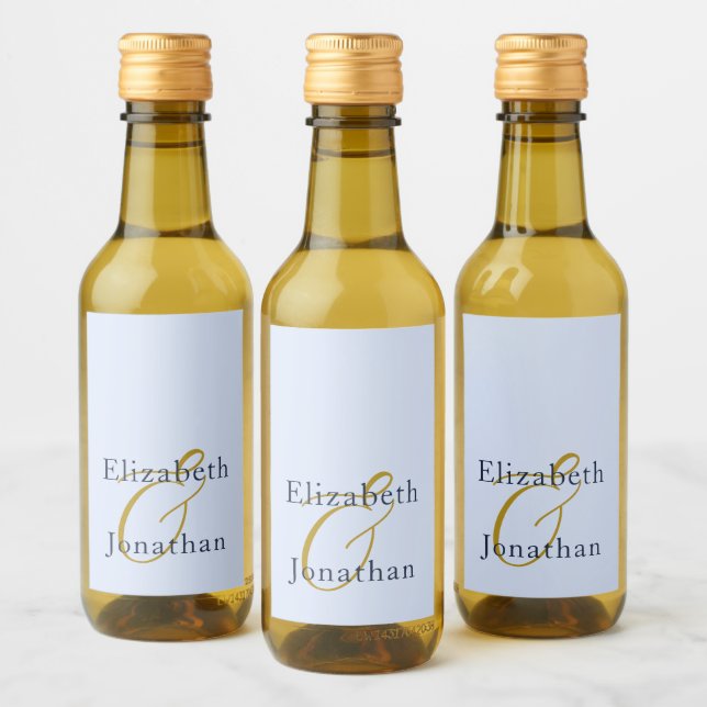 Opulent Blue Wedding Weinetikett (Flaschen)