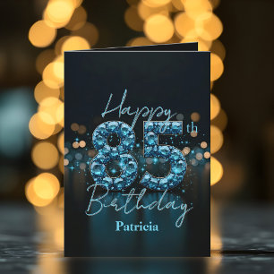 Opulent Chic Sapphire Blue und Black 85. Geburtsta Karte