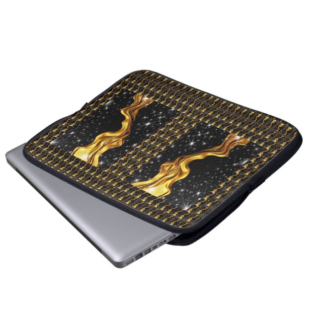 Opulent Galaxy Stream Liquid Gold Black Monochrome Laptopschutzhülle (Vorne Knopf)