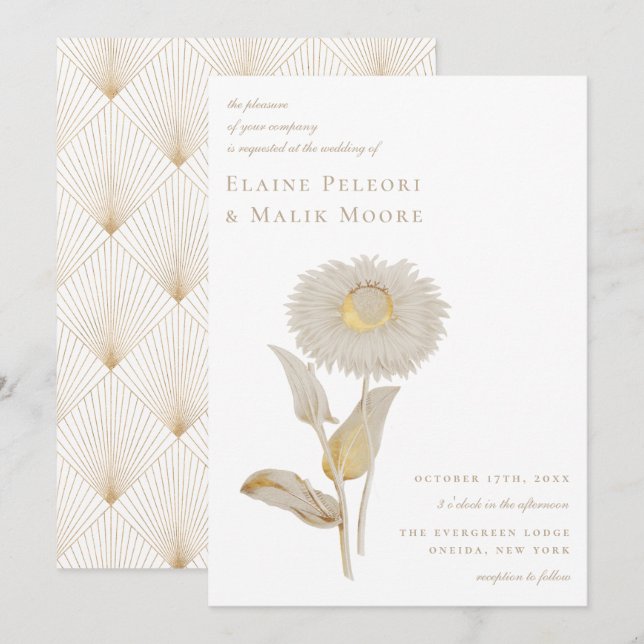 Opulent Gilded Floral Wedding Einladung (Vorne/Hinten)