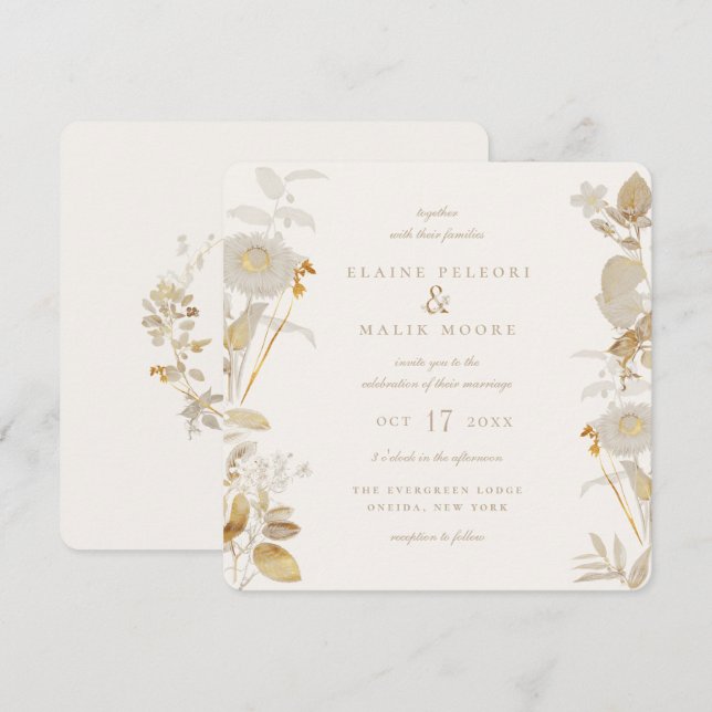 Opulent Gilded Garden Wedding Einladung (Vorne/Hinten)