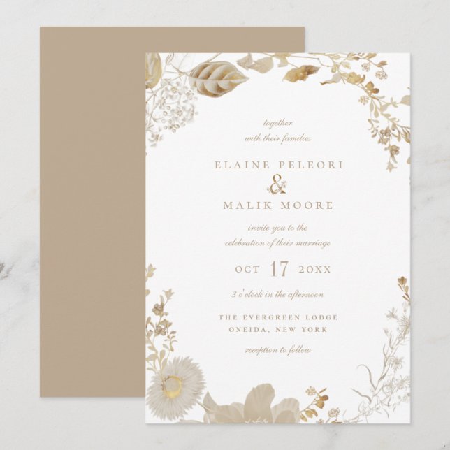 Opulent Gilded Garden Wedding Einladung (Vorne/Hinten)