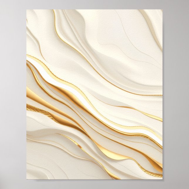 "Opulent Gold and Cream Marble Swirls" Poster (Vorne)