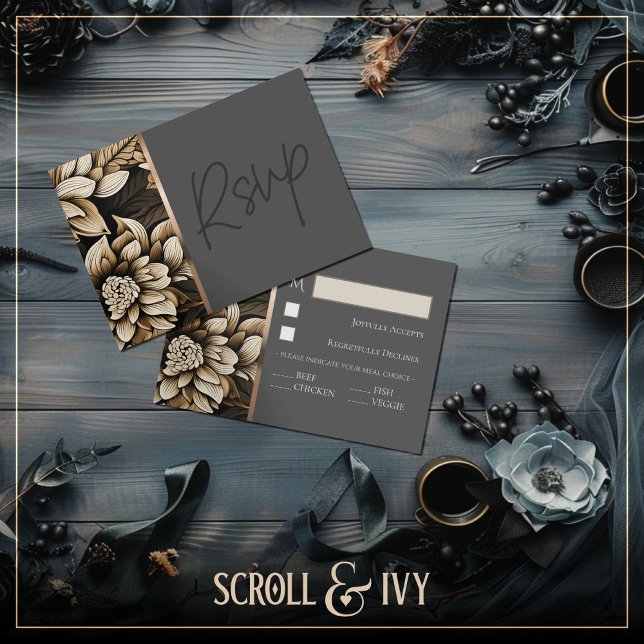 Opulent Gold & Champagne Bloom Response Card RSVP Karte (Von Creator hochgeladen)