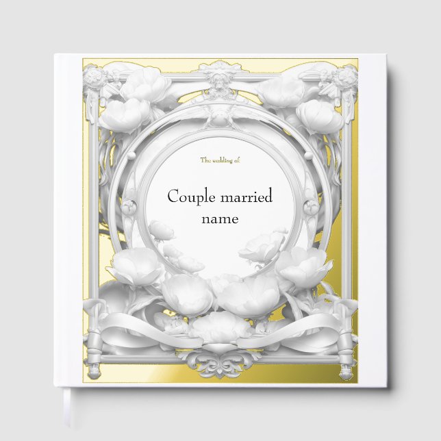 Opulent Gold Floral Motif, Hochzeit Gästebuch (Vorderseite)