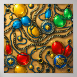 Opulent Gold & Jewel Seamless Wall Art Decor Poster