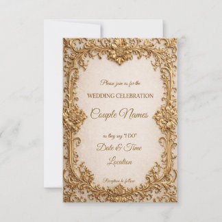 Opulent Gold Scrollwork Wedding Invitations Einladung