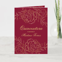 Opulent Gold und Burgund Red Floral Quinceanera