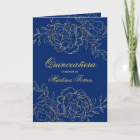 Opulent Gold und Royal Blue Floral Quinceanera