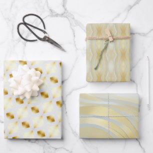 Opulent Gold und White Multi Gemustert Geschenkpapier Set