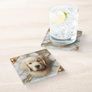 Opulent Golden Retriever Marble Essence Glasuntersetzer