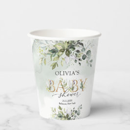Opulent grüne Blattgold Buchstaben Baby Dusche Pappbecher