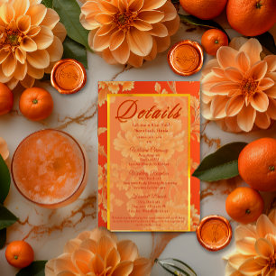 Opulent Mandarin Orange Blumental Wedding Details Begleitkarte
