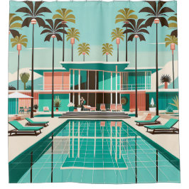 "Opulent Mitte Jahrhunderts Modern Poolside" Duschvorhang