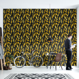Opulent Nature: Goldenes Foliage auf dunklem Hinte Tapete