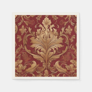 Opulent Red and Gold Damask Serviette