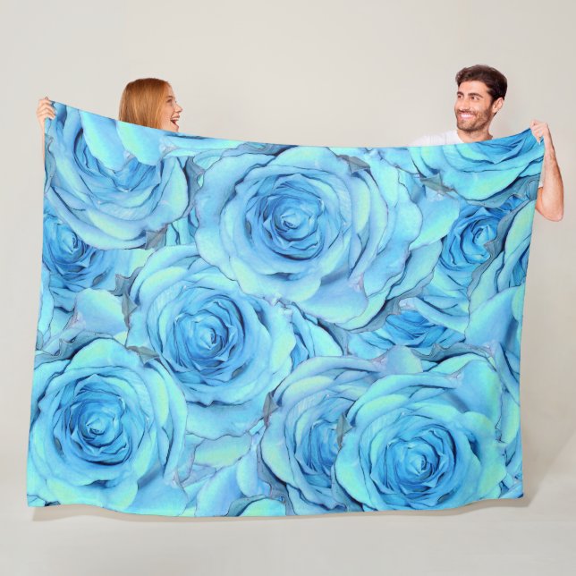 Opulent rose design in turquoise fleecedecke (Beispiel)