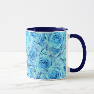 Opulent rose design in  turquoise                  tasse