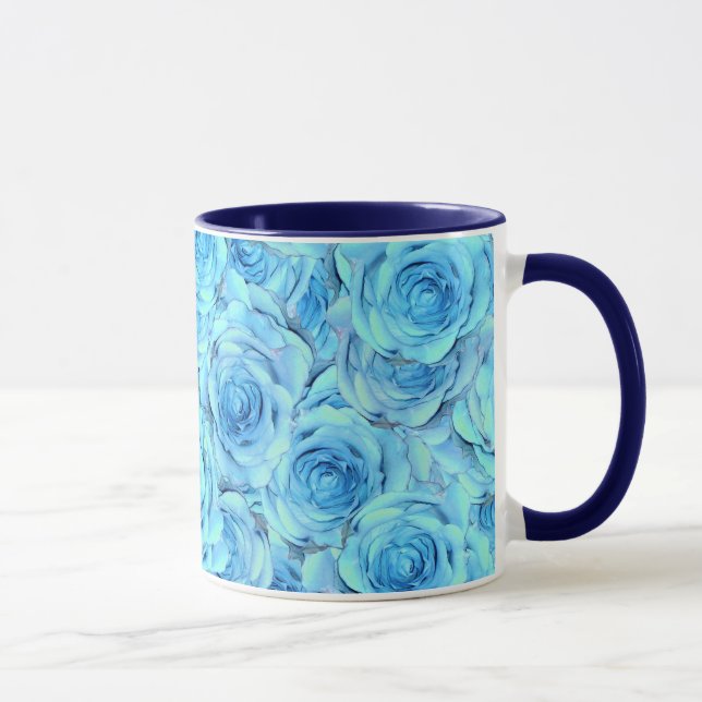 Opulent rose design in  turquoise                  tasse (Rechts)