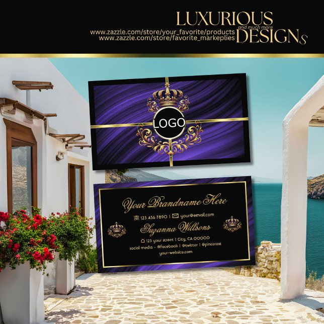 Opulent Royal Blue Gold Crown mit Logo Prächtig Visitenkarte (Von Creator hochgeladen)