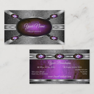 Opulent Silver Shimmery Lila Marmormuster Visitenkarte