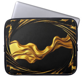Opulent Swirl Liquid Gold Black Monochro Christian Laptopschutzhülle