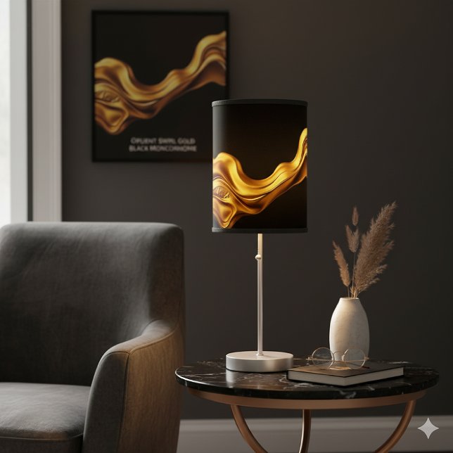 Opulent Swirl Liquid Gold Black Monochrome Art  Leinwanddruck (Opulent Swirl Canvas: Liquid Gold Black Monochrome Wall Art. Your luxury statement piece. Achempong)