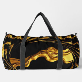 Opulent Swirl Liquid Gold Black Monochrome Christi Duffle Bag