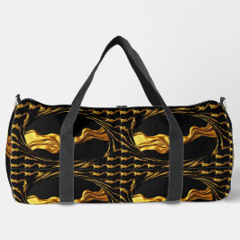 Opulent Swirl Liquid Gold Black Monochrome Christi Duffle Bag