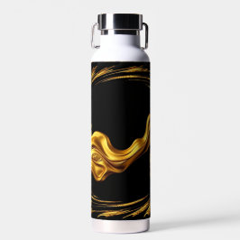 Opulent Swirl Liquid Gold Black Monochrome Christi Trinkflasche
