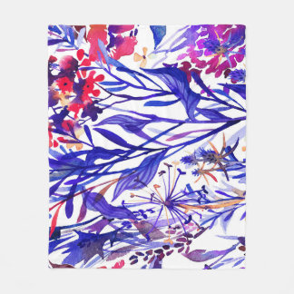 Opulent Watercolor Florals: Garten Hintergrund. Fleecedecke