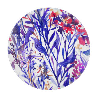Opulent Watercolor Florals: Garten Hintergrund. Schneidebrett