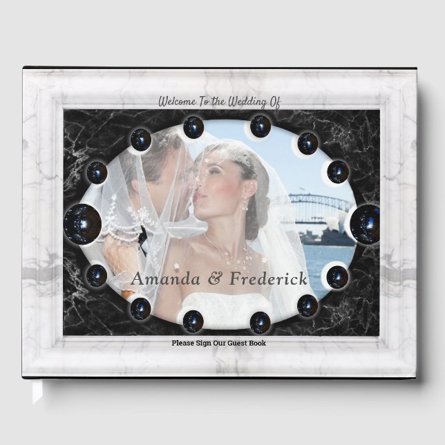 Opulent White & Black Marble Spheres Gästebuch (Vorderseite)
