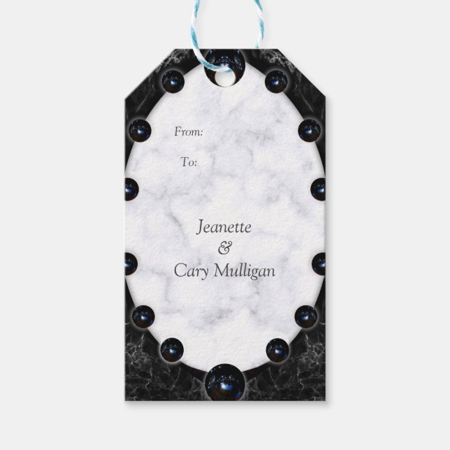Opulent White & Black Marble Spheres Geschenkanhänger (Vorderseite)