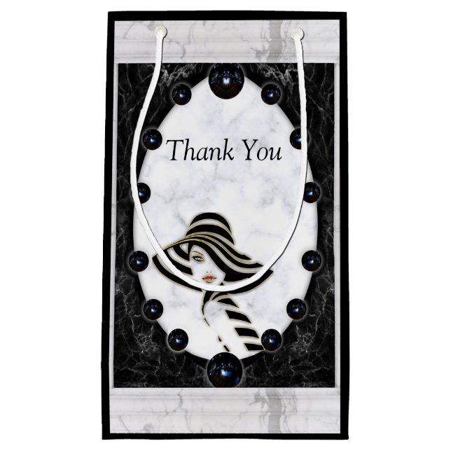 Opulent White & Black Marble Spheres Kleine Geschenktüte (Vorderseite)