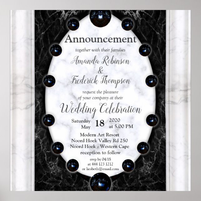 Opulent White & Black Marble Spheres Poster (Vorne)