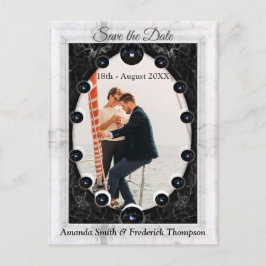 Opulent White & Black Marmor + Spheres Ankündigungspostkarte