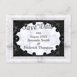 Opulent White & Black Marmor + Spheres Ankündigungspostkarte